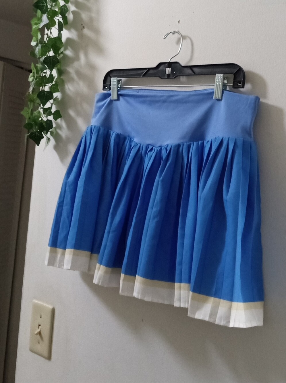 all in motion Blue Pleated Skater Skort with White & Cream Hem